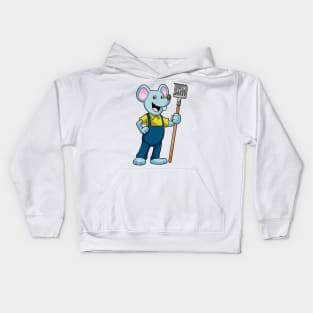 Mouse as Farmer with Rake Kids Hoodie